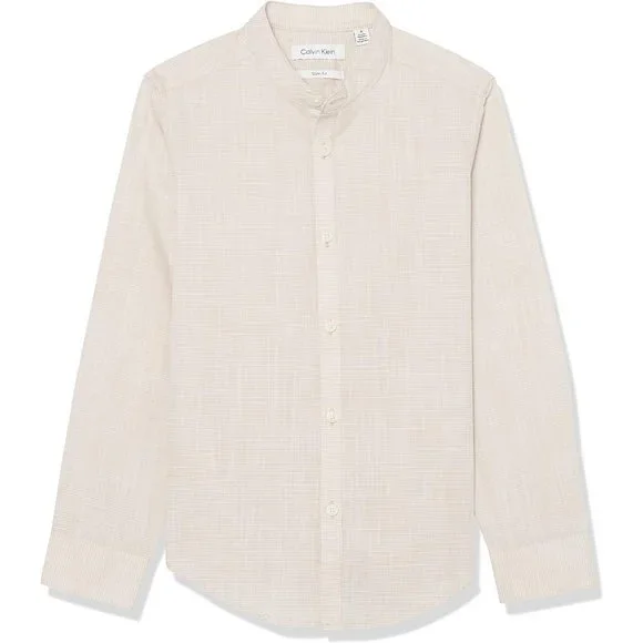Calvin Klein | Shirts & Tops | Calvin Klein Boys Slim Fit Textured Slub  Shirt Light Khaki Size 2 Nwt | Poshmark